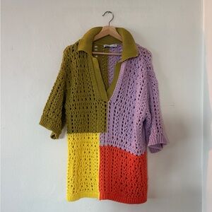 Zara Multicolor Crochet Mini Dress - Size Small